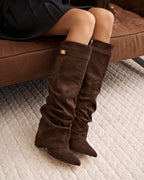 Lavista Slouchy Suede Knee-High Boots - Dark Brown