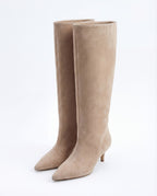 Mona Suede Knee-High Boots – Beige