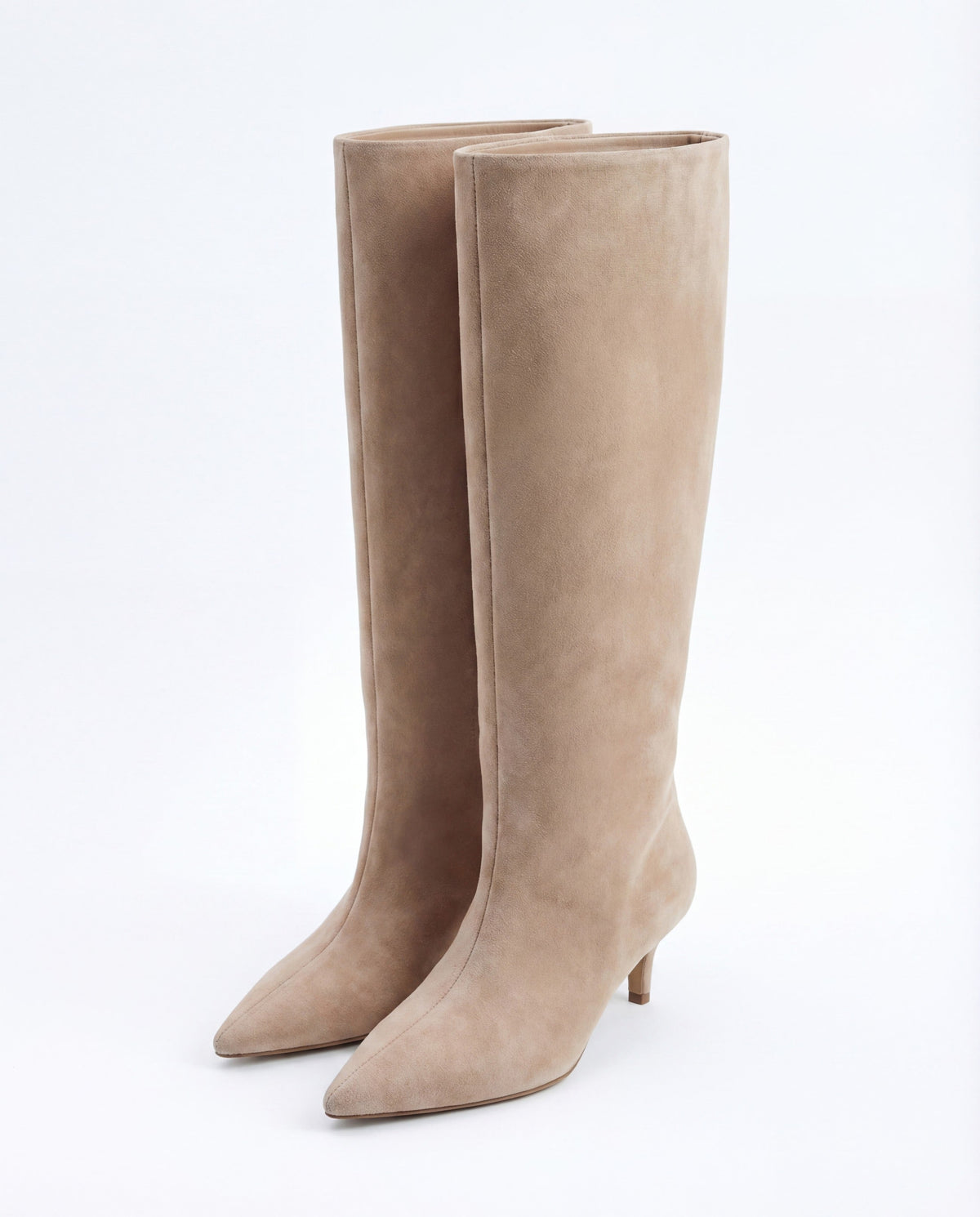Mona Suede Knee-High Boots – Beige
