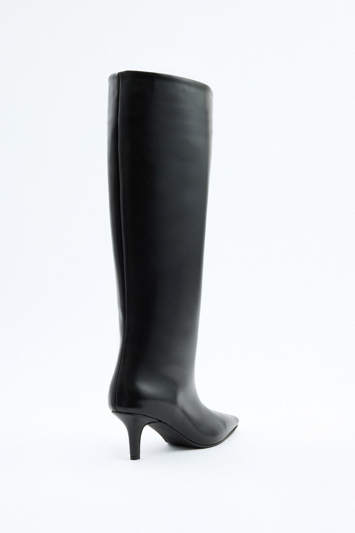 Mona Leather Knee-High Boots - Black