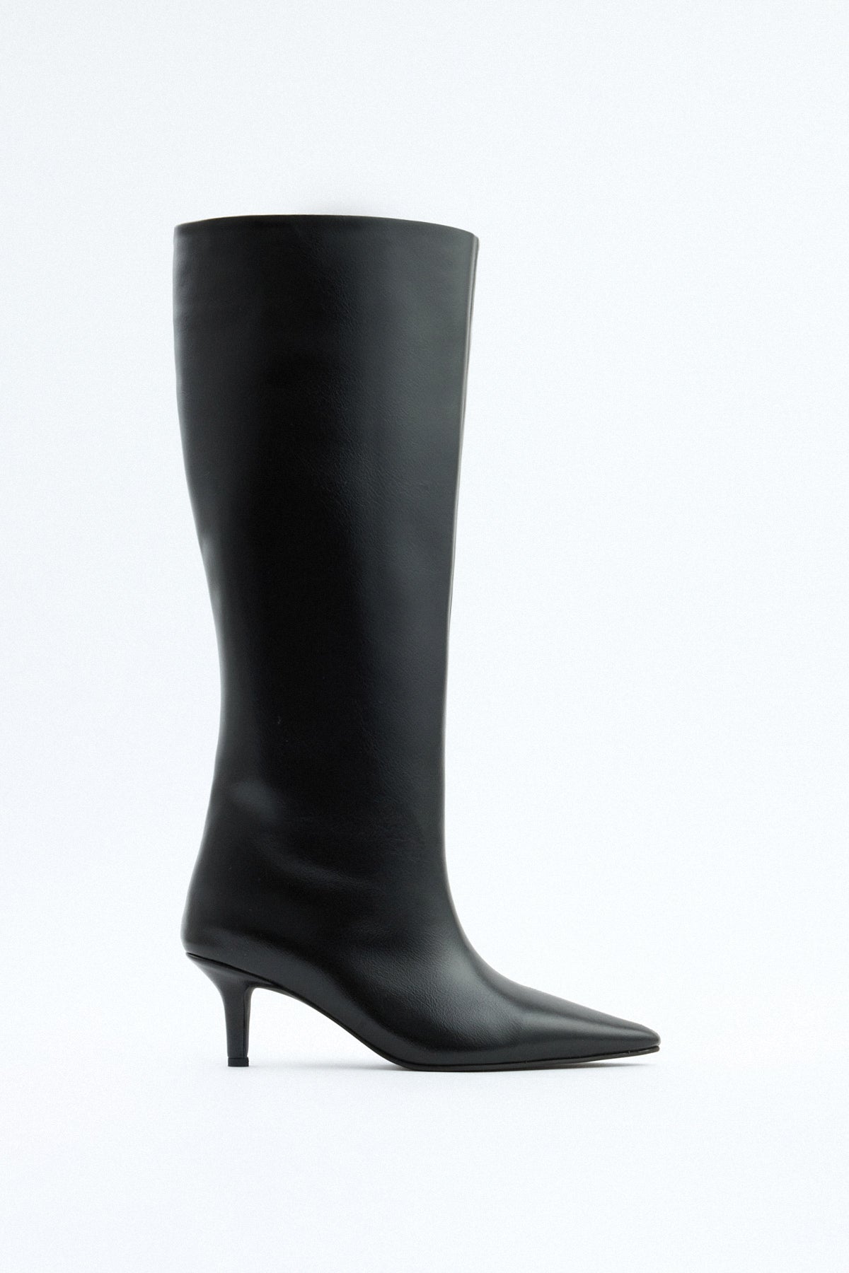Mona Leather Knee-High Boots - Black