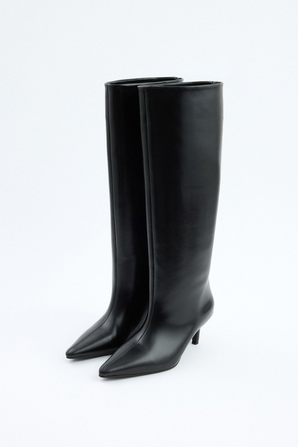 Mona Leather Knee-High Boots - Black