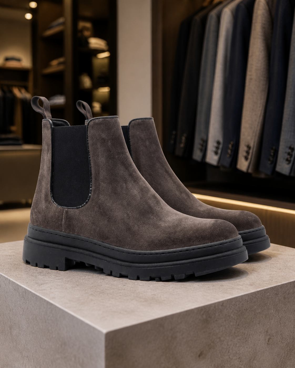 Portovenere grigia esposta in boutique, vista 1