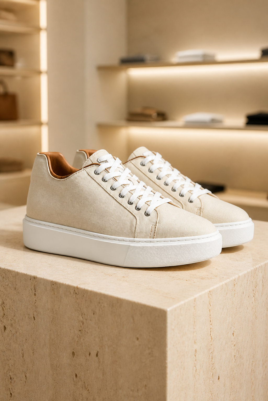 Amalfi beige esposta in boutique, vista 2