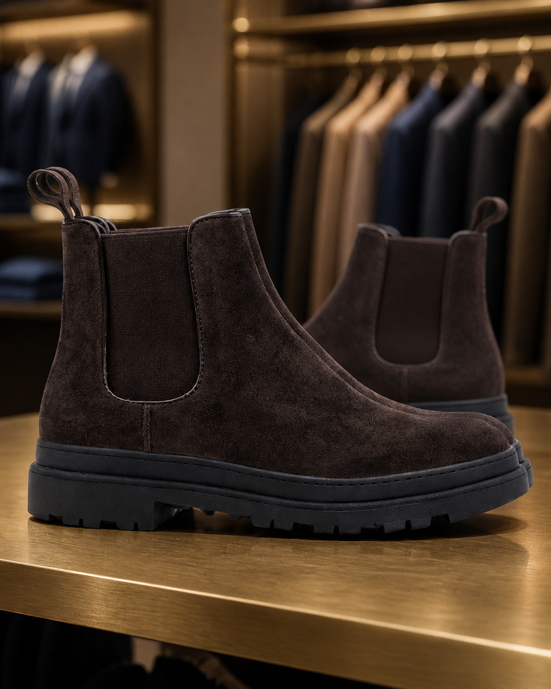 Portovenere marrone esposta in boutique, vista 3