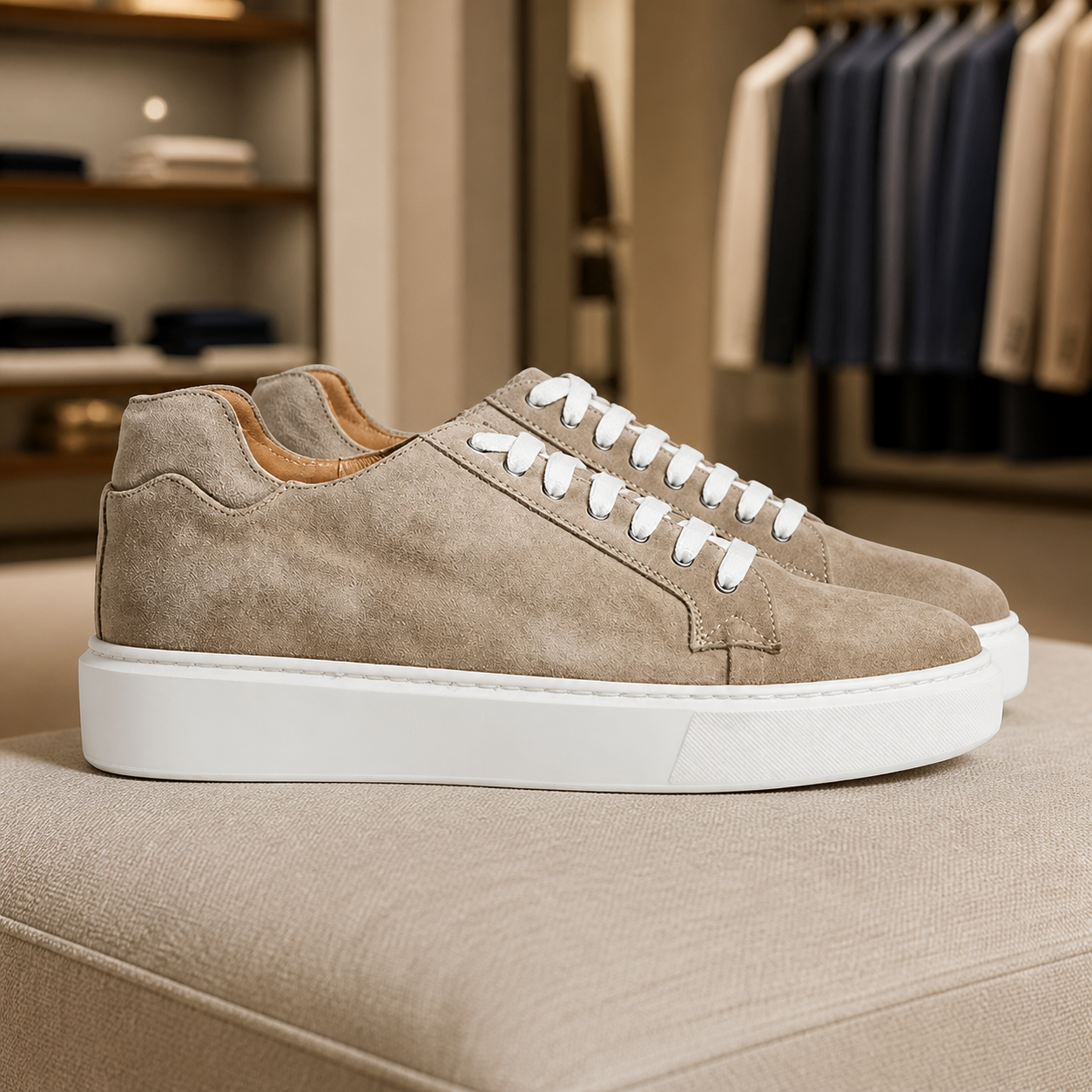 Camogli taupe esposta in boutique, vista 3