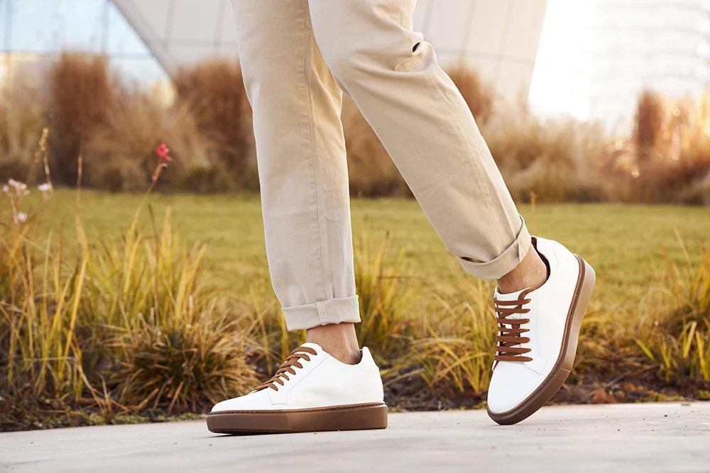 Modica — Sneakers Rialzate 6 Cm Bianche E Marroni Da Uomo