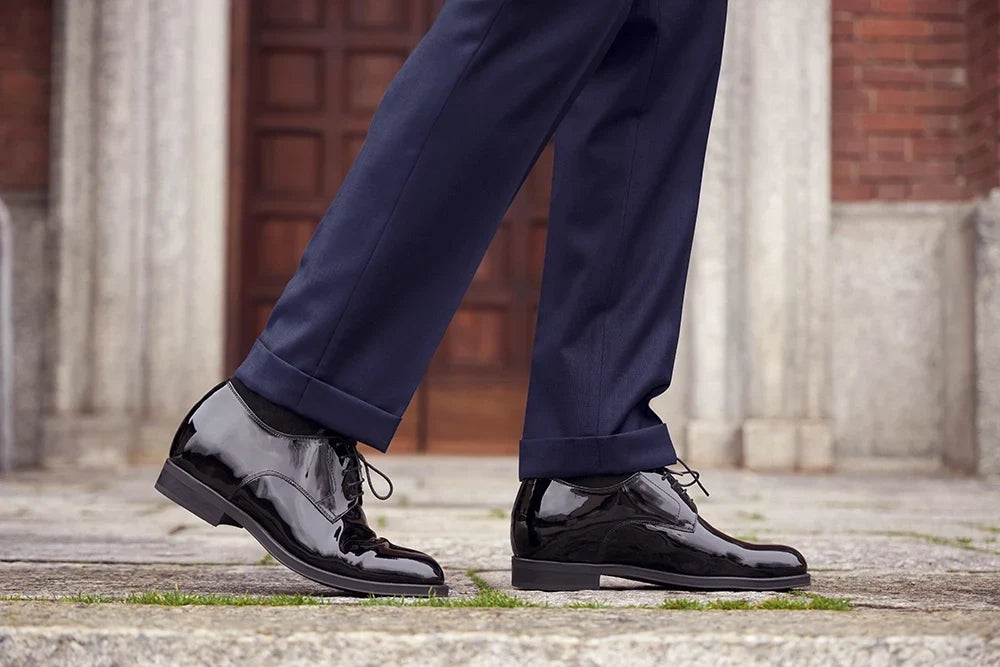 Bagnoregio — Scarpe Eleganti Rialzate 7 Cm Nere Da Uomo