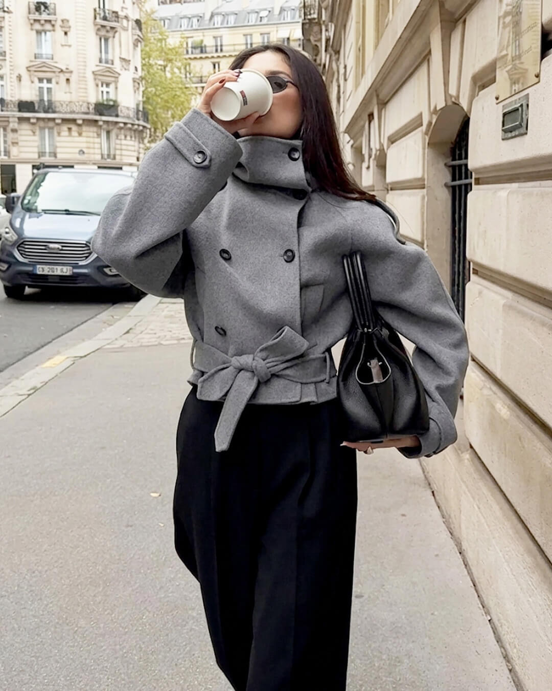 Debbie Stand Collar Short Trench Coat