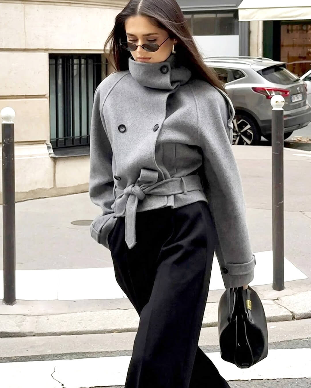 Debbie Stand Collar Short Trench Coat
