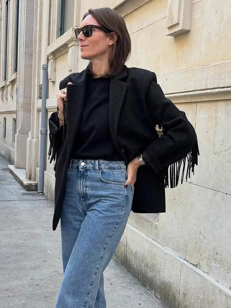 Marcelle Fringed Blazer Jacket