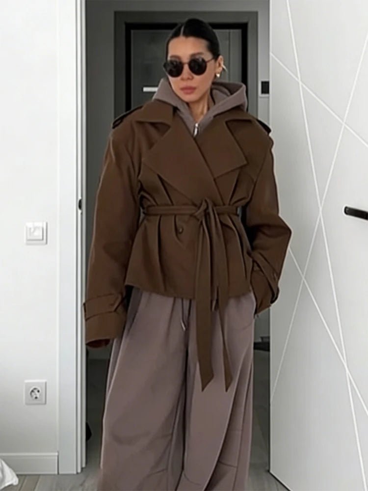 Sandy Lace Up Short Trench Coat