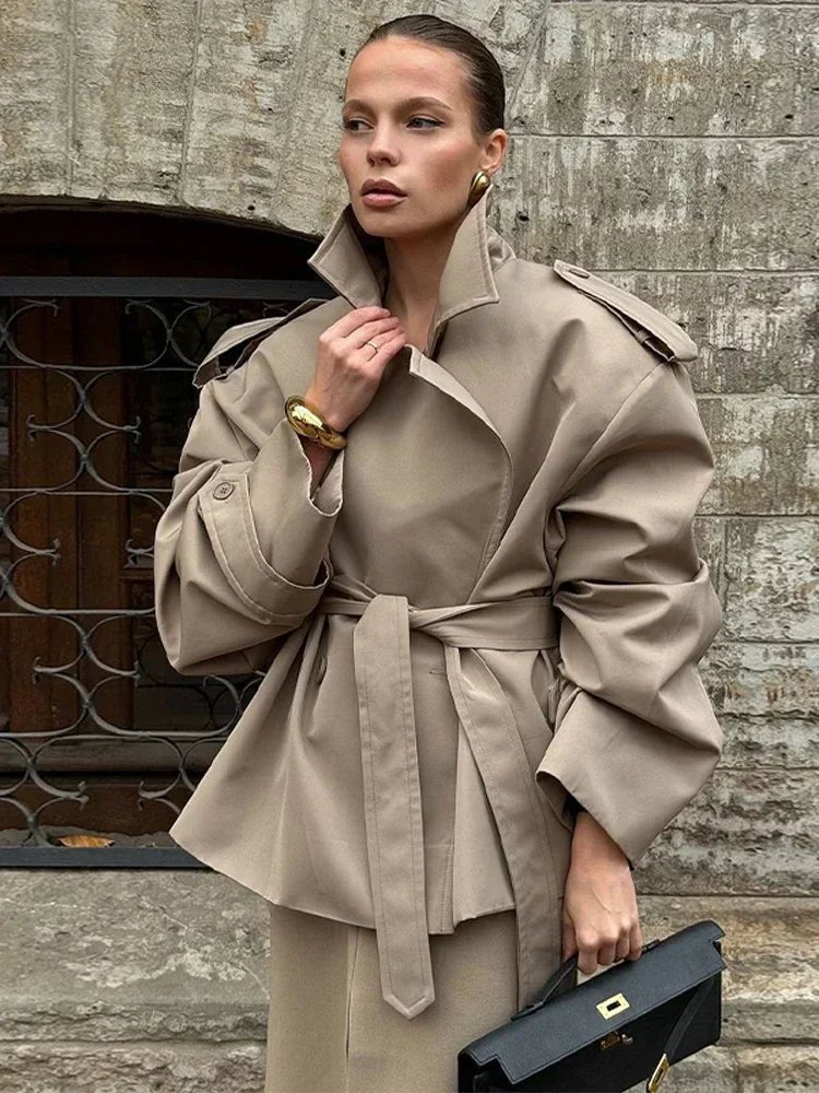 Sandy Lace Up Short Trench Coat