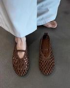 Francesca Hollow Woven Flat Shoes