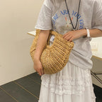 Bianca Half-Moon Rattan Tote Bag