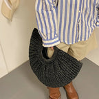 Bianca Half-Moon Rattan Tote Bag
