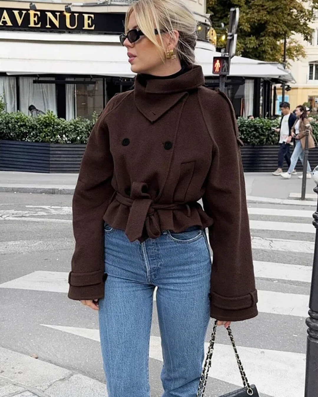 Debbie Stand Collar Short Trench Coat