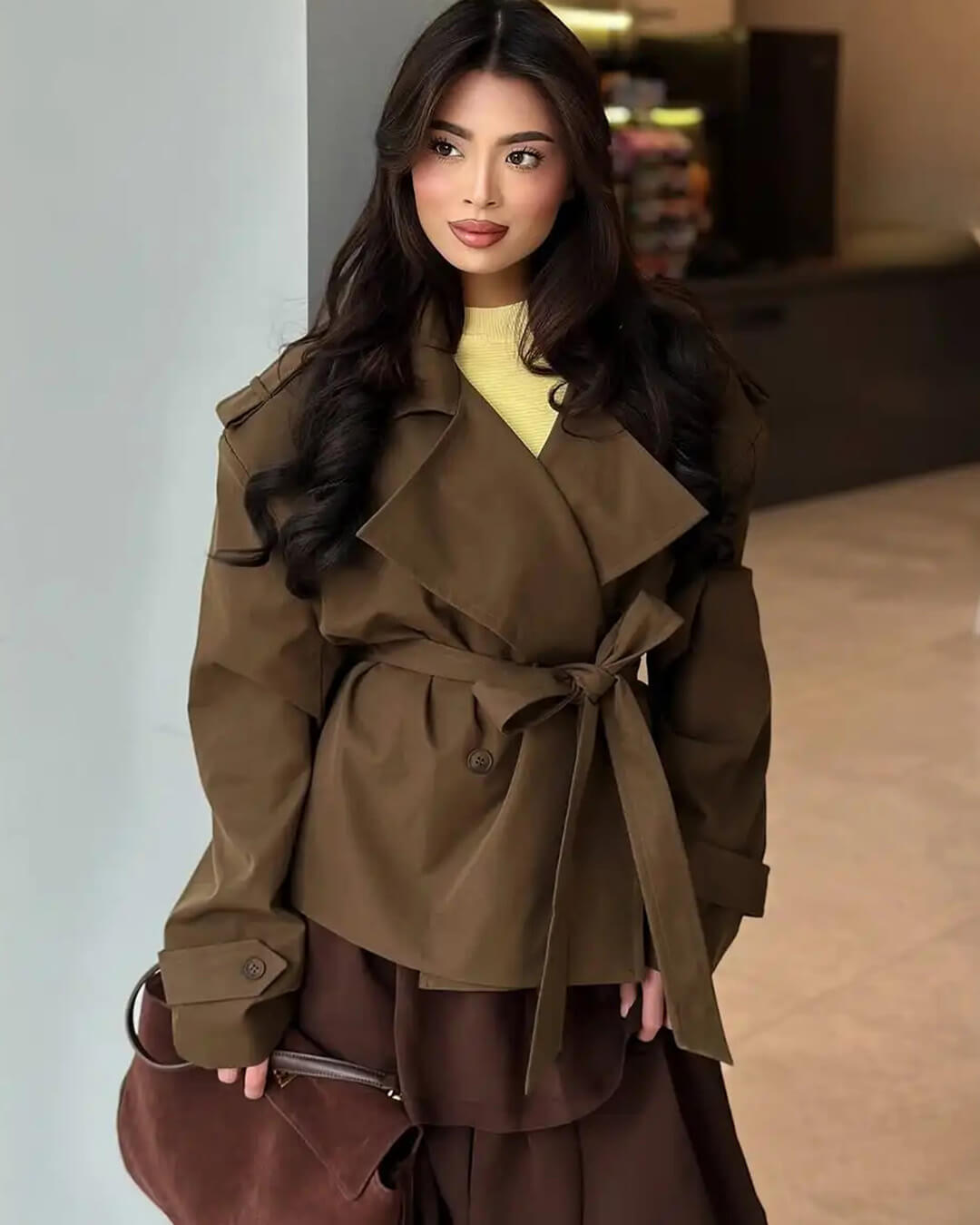 Sandy Lace Up Short Trench Coat