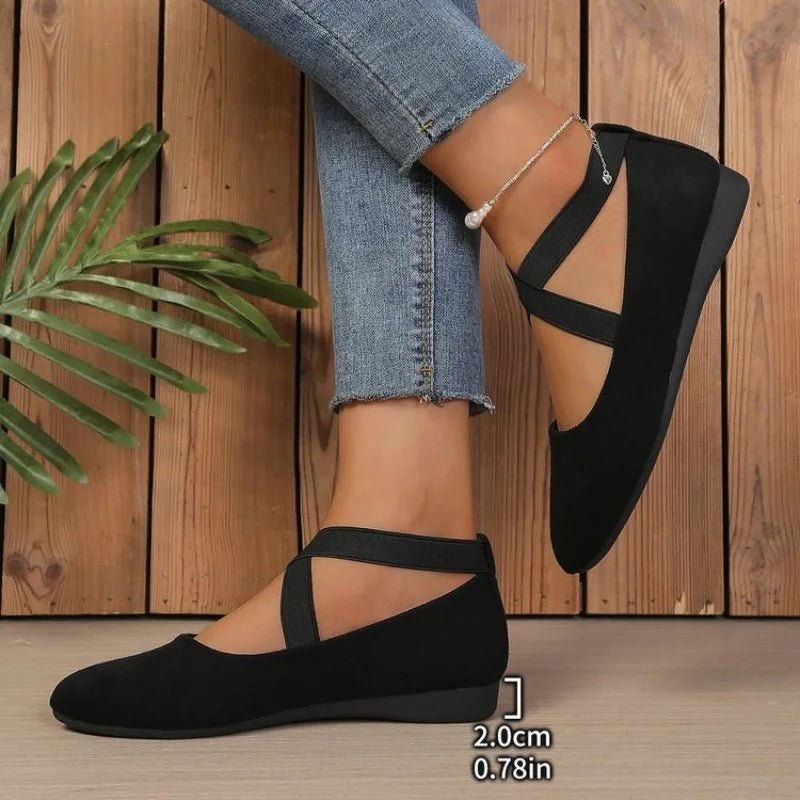 Afra Pointed Toe Cross-Strap Ballet Flats