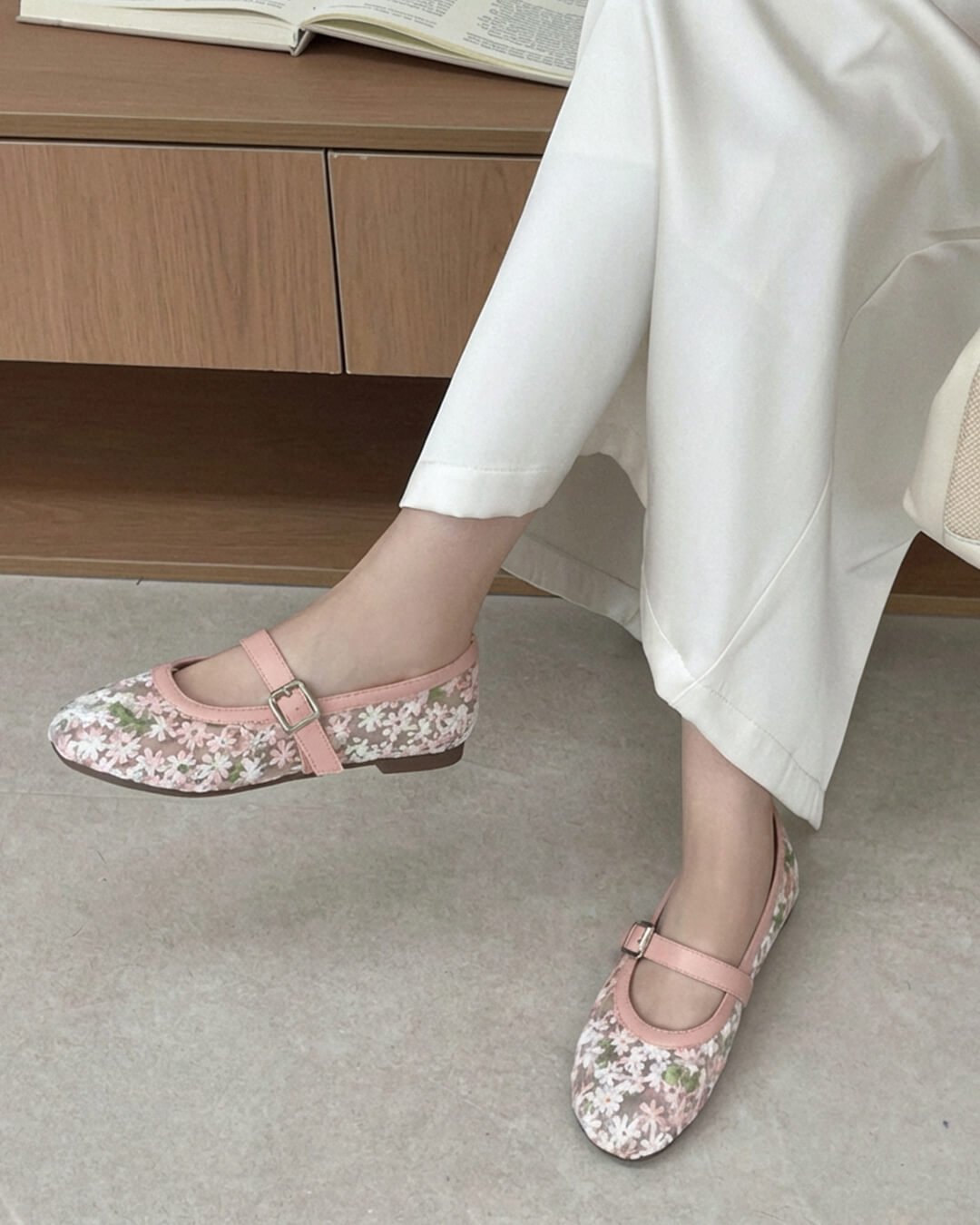 Helen Mesh Mary Jane Ballet Flats