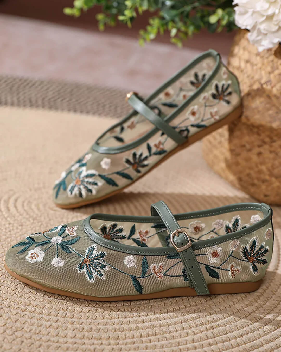 Leah Embroidered Ballet Flats