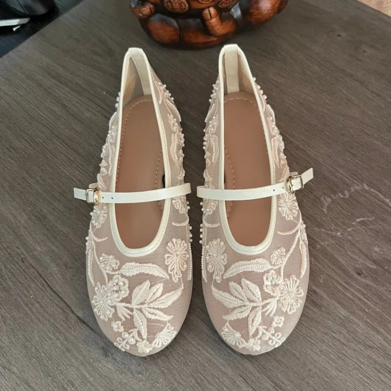 Sarah Beaded Mesh Ballet Flats
